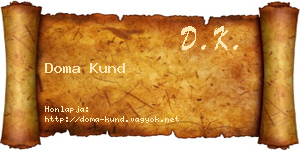Doma Kund névjegykártya